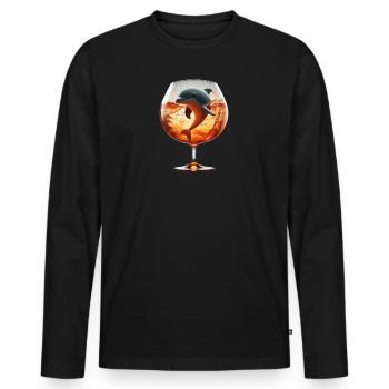 Ein Delfin in einem sommerlichen Cocktail - Männer Premium Bio Langarmshirt - Schwarz - Vorne - Nico (187cm)