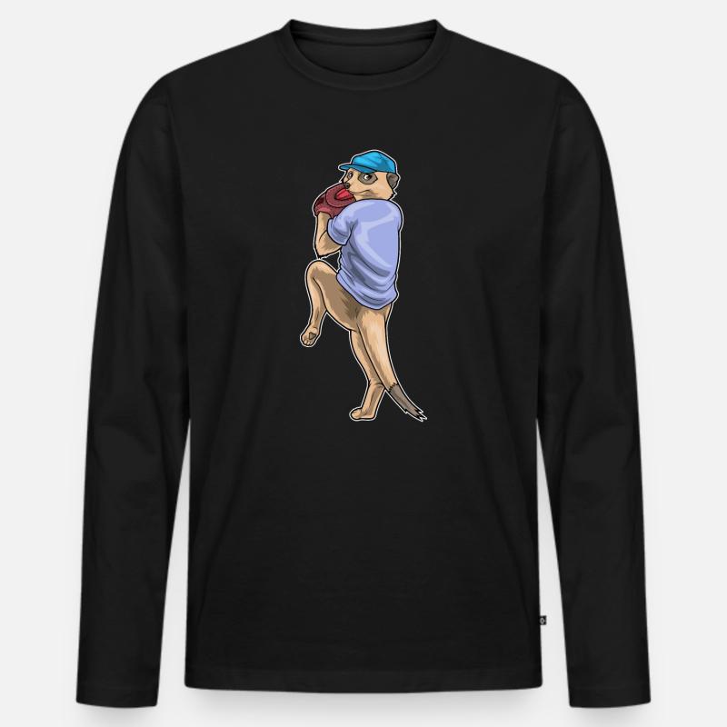 Erdmännchen Baseball Baseballhandschuh - Männer Premium Bio Langarmshirt - Schwarz