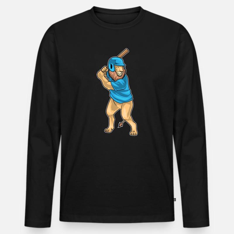 Löwe Baseball Baseballschläger - Männer Premium Bio Langarmshirt - Schwarz