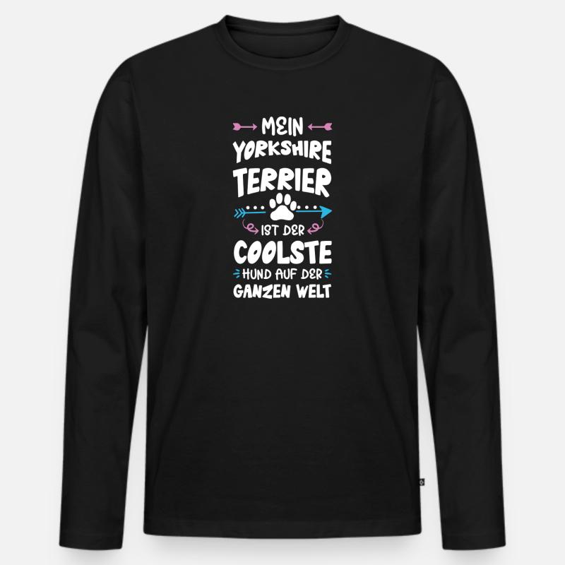 yorkshire terrier hund spruch - Männer Premium Bio Langarmshirt - Schwarz