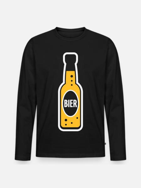 Bierflasche (Bier / Bierchen / NEG 2C) - Männer Premium Bio Langarmshirt - Schwarz
