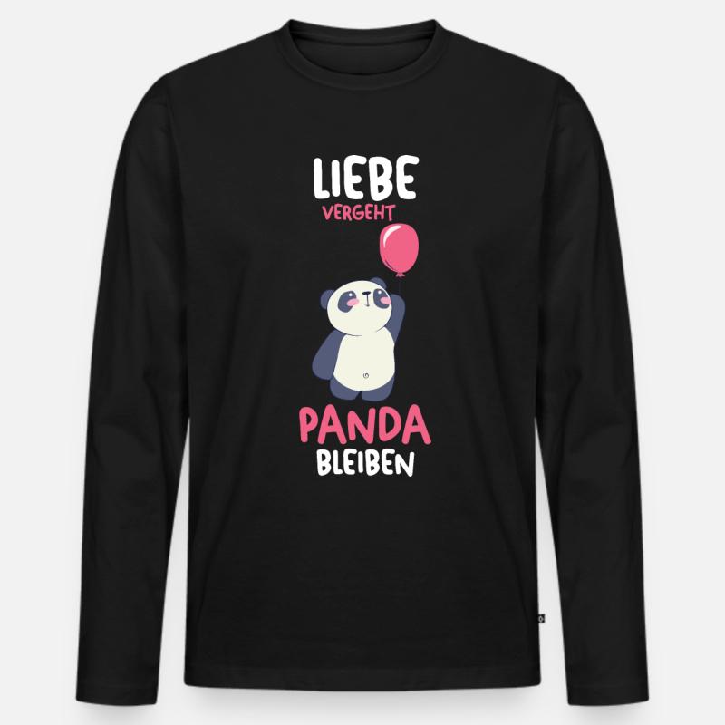 Panda - Männer Premium Bio Langarmshirt - Schwarz