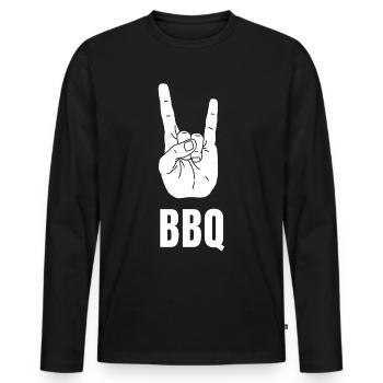 Le Barbecue c'est Cool - Signe Surfeur Shaka - T-shirt manches longues Premium bio Homme - noir - Devant - Nico (187cm)