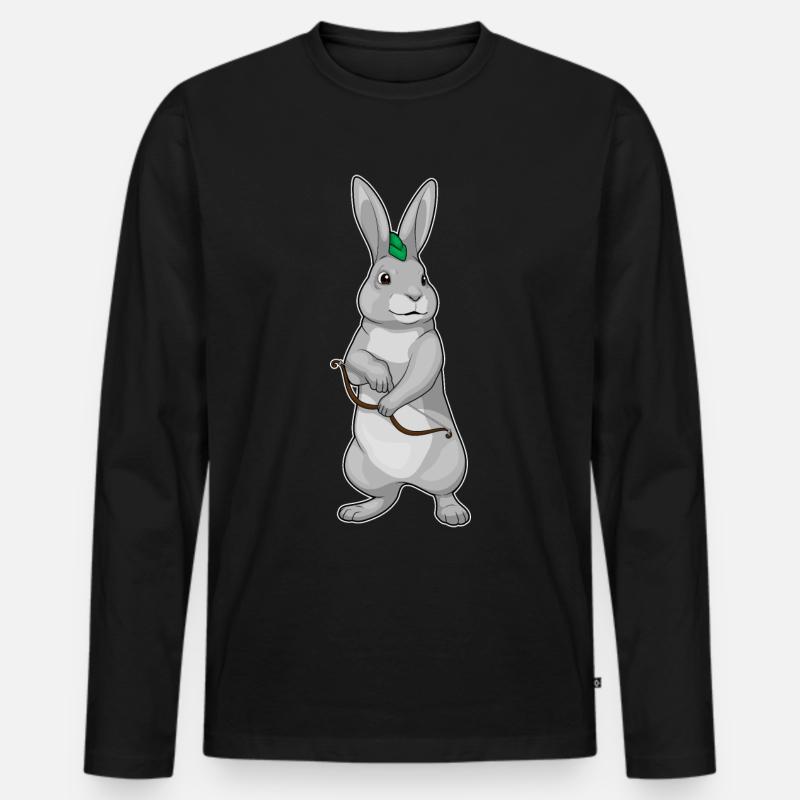 Hase Bogenschütze Bogen - Männer Premium Bio Langarmshirt - Schwarz
