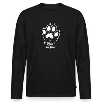 Paw Give me five Pfote Light - Men's Premium Organic Long Sleeve Shirt - black - Front - Nico (187cm)