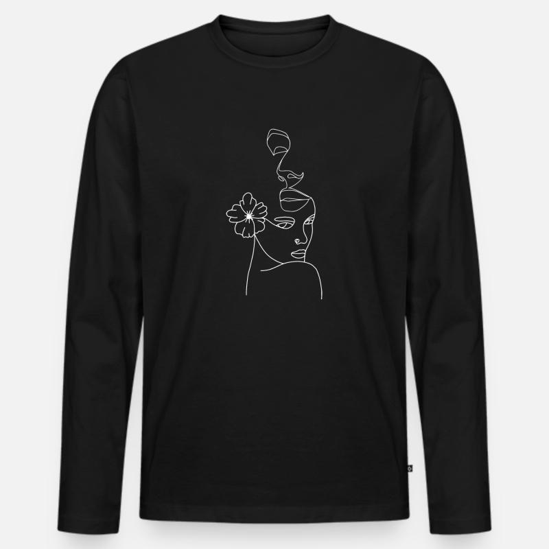 Gesichtslinie abstrakt - Männer Premium Bio Langarmshirt - Schwarz