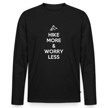 Randonnée Plus Souciez-vous moins. Conception de randonnée pédestre - T-shirt manches longues Premium bio Homme - noir - Devant - Nico (187cm)