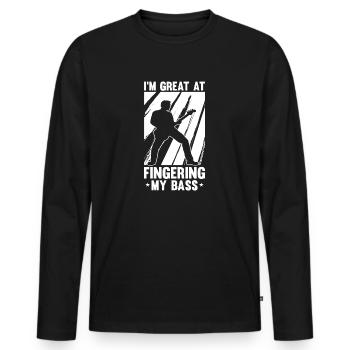 Lustiges Bass Gitarren Motiv und Gitarrist Rock - Männer Premium Bio Langarmshirt - Schwarz - Vorne - Nico (187cm)