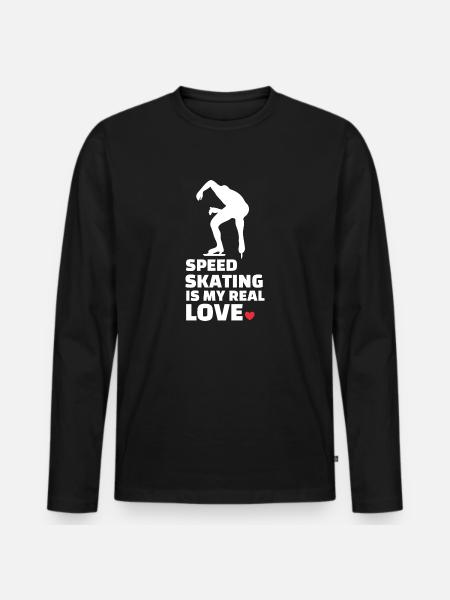 I love speed skating - Men's Premium Organic Long Sleeve Shirt - black