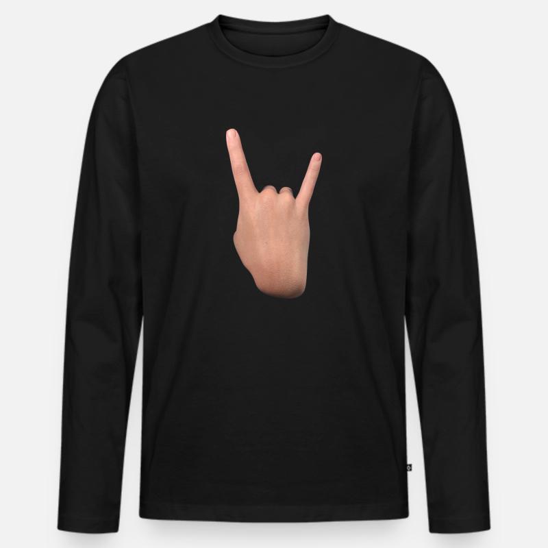 Zeichen der Hörner (hinten) - Männer Premium Bio Langarmshirt - Schwarz