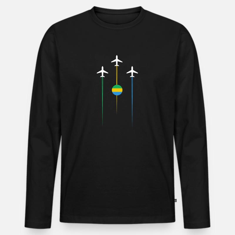Gabun Fluggesellschaften - Männer Premium Bio Langarmshirt - Schwarz