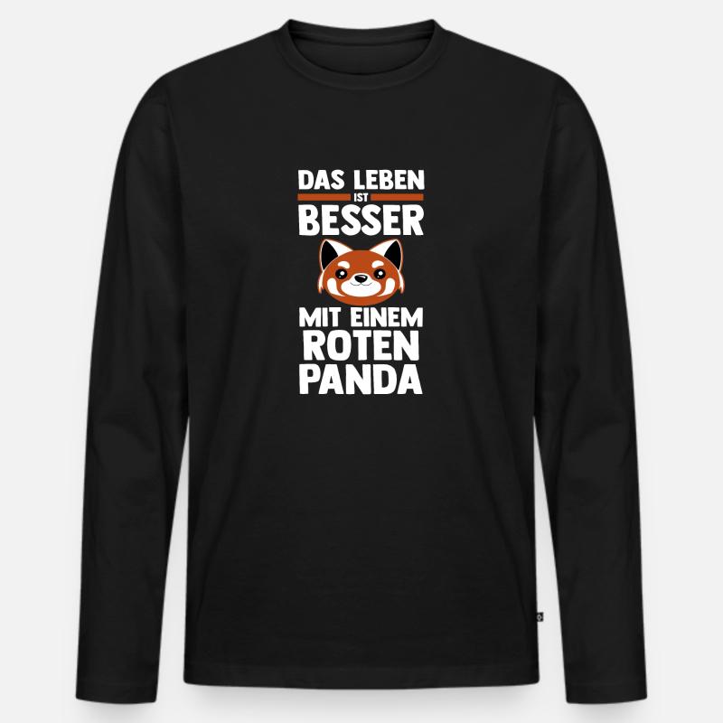 Roter Panda - Männer Premium Bio Langarmshirt - Schwarz