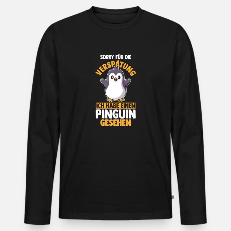 Pinguin - Männer Premium Bio Langarmshirt - Schwarz