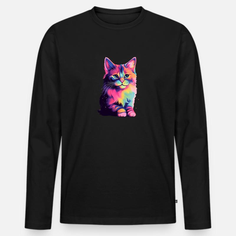 Universe Cat - Männer Premium Bio Langarmshirt - Schwarz