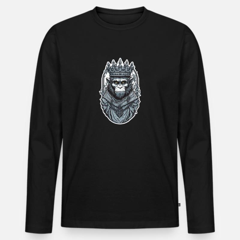 King Monkey - Männer Premium Bio Langarmshirt - Schwarz
