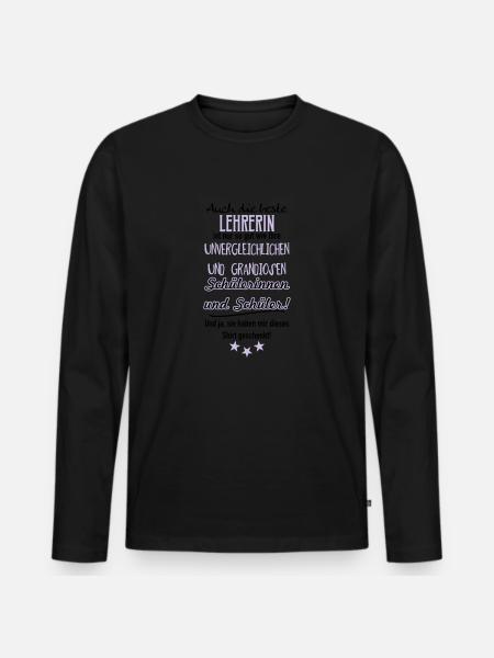 Beste Lehrerin Shirt - Männer Premium Bio Langarmshirt - Schwarz