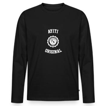 haiti - Men's Premium Organic Long Sleeve Shirt - black - Front - Nico (187cm)