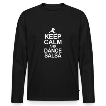 Keep Calm and Dance Salsa - T-shirt manches longues Premium bio Homme - noir - Devant - Nico (187cm)