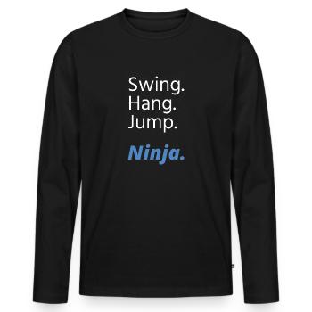 Ninja Warrior - Swing Hang Jump Ninja - Men's Premium Organic Long Sleeve Shirt - black - Front - Nico (187cm)