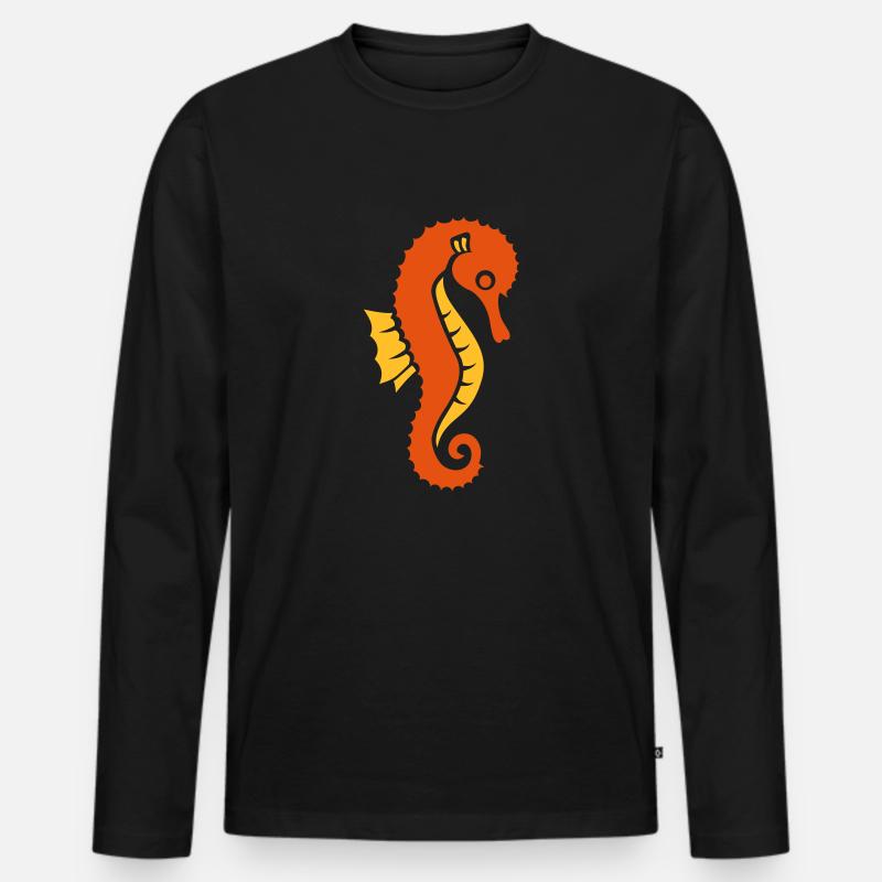 Seepferdchen - Männer Premium Bio Langarmshirt - Schwarz