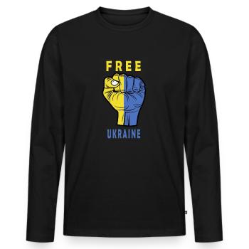 UKRAINE LIBRE - T-shirt manches longues Premium bio Homme - noir - Devant - Nico (187cm)