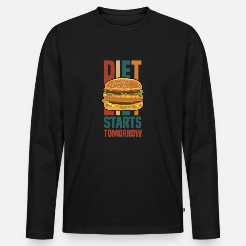 Diät beginnt morgen (Burger) - Männer Premium Bio Langarmshirt - Schwarz