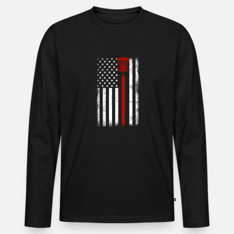 Scheibengolf Scheibengolfer American Falg Patriot - Männer Premium Bio Langarmshirt - Schwarz