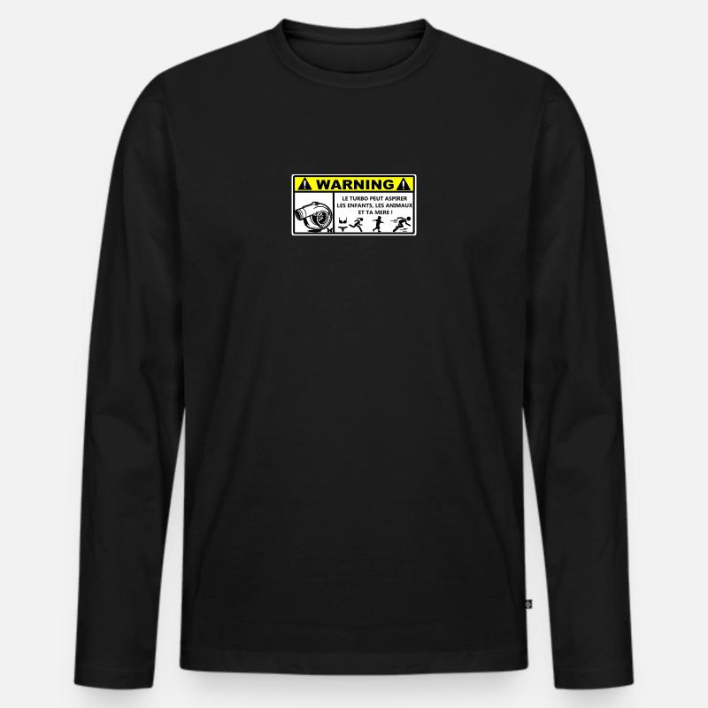 Warnung - Männer Premium Bio Langarmshirt - Schwarz