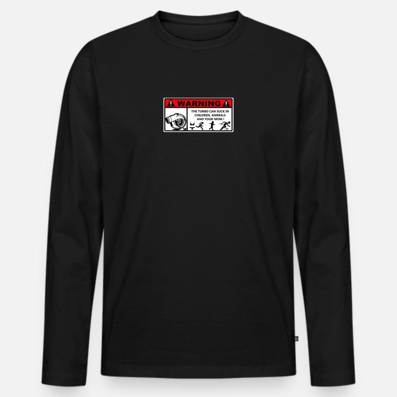 Warnung - Männer Premium Bio Langarmshirt - Schwarz