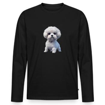 Bichon Frise Chien - Bichon Frise - T-shirt manches longues Premium bio Homme - noir - Devant - Nico (187cm)
