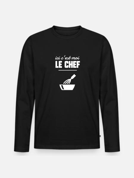 Ici c’est moi le chef - T-shirt manches longues Premium bio Homme - noir