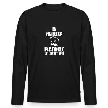 Le meilleur pizzaiolo - T-shirt manches longues Premium bio Homme - noir - Devant - Nico (187cm)