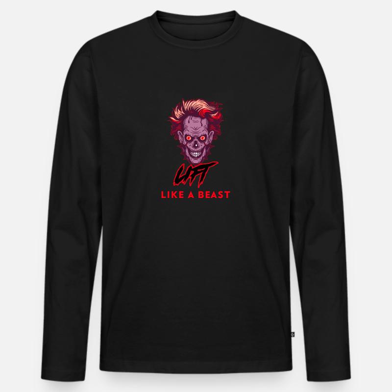 Heben Sie wie ein Biest - Männer Premium Bio Langarmshirt - Schwarz