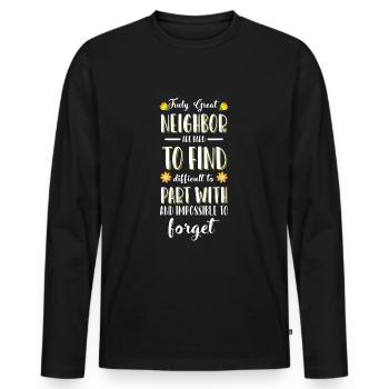 Célébration de l’amitié du voisin - T-shirt manches longues Premium bio Homme - noir - Devant - Nico (187cm)