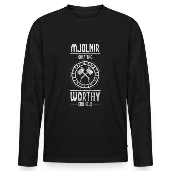 Thor Valhalla Gods German - Men's Premium Organic Long Sleeve Shirt - black - Front - Nico (187cm)