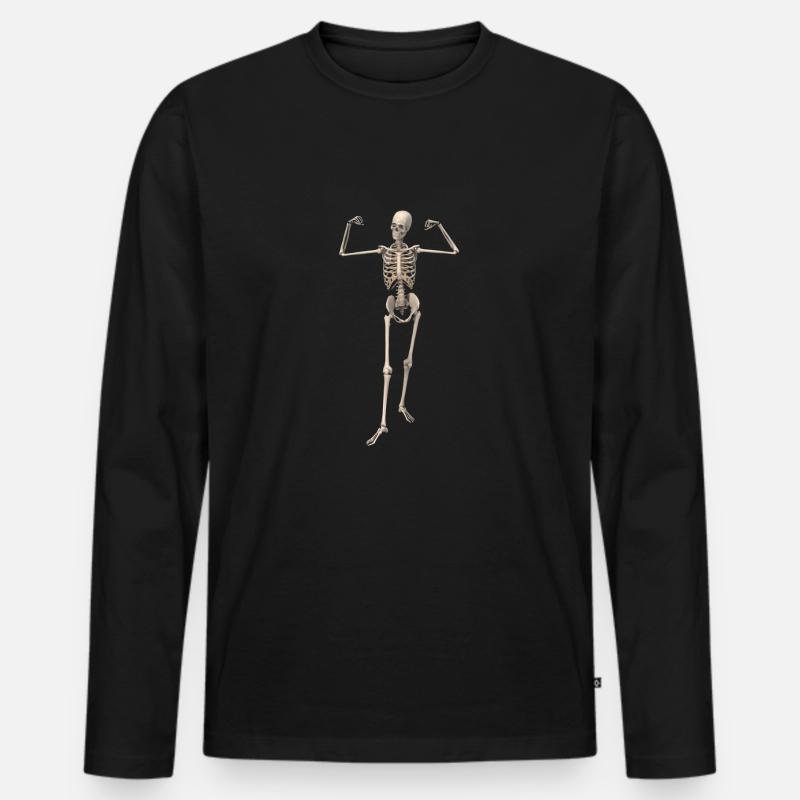 skeleton bone man - Männer Premium Bio Langarmshirt - Schwarz