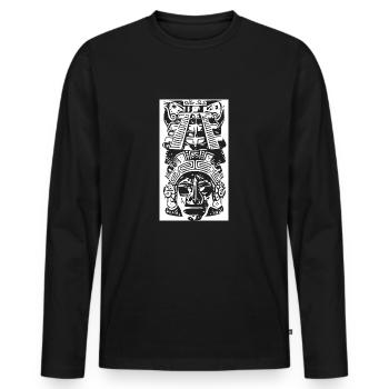 Die Maya Kultur - Männer Premium Bio Langarmshirt - Schwarz - Vorne - Nico (187cm)