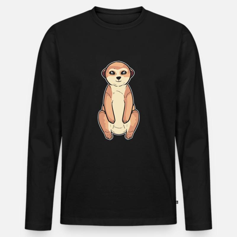 Erdmännchen - Männer Premium Bio Langarmshirt - Schwarz