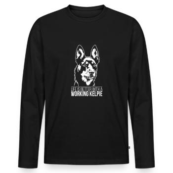 Working Kelpie life is better Dogs Wilsigns - Men's Premium Organic Long Sleeve Shirt - black - Front - Nico (187cm)