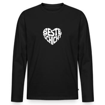 Beste Schicht - Männer Premium Bio Langarmshirt - Schwarz - Vorne - Nico (187cm)