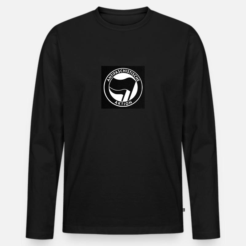 antifa - Männer Premium Bio Langarmshirt - Schwarz