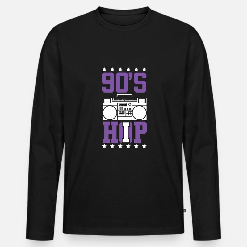 90 ger hip hop breakdance - Männer Premium Bio Langarmshirt - Schwarz