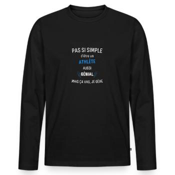 Großartiger Athlet - Männer Premium Bio Langarmshirt - Schwarz - Vorne - Nico (187cm)