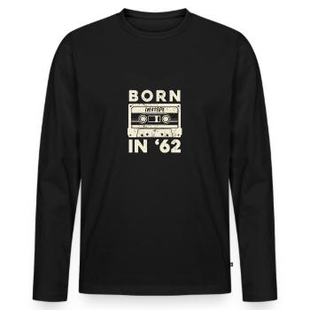 Born 1962 60th birthday Sixtieth gift - Men's Premium Organic Long Sleeve Shirt - black - Front - Nico (187cm)