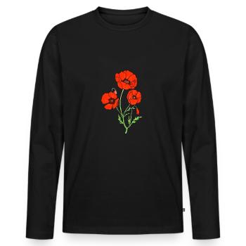 Mohnblume - Männer Premium Bio Langarmshirt - Schwarz - Vorne - Nico (187cm)