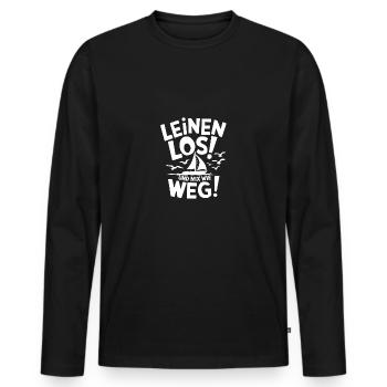 Leinen los und nichts wie weg! Wir legen ab! - Männer Premium Bio Langarmshirt - Schwarz - Vorne - Nico (187cm)