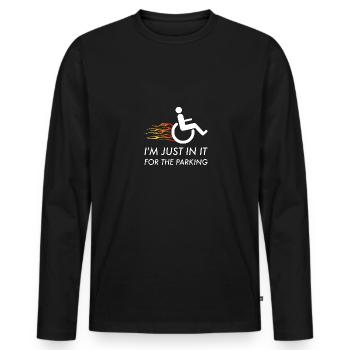 Disabled Wheelchair Disability Handicap Gift - Men's Premium Organic Long Sleeve Shirt - black - Front - Nico (187cm)