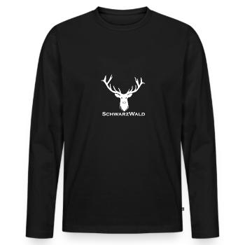 Schwarzwald Hirsch - Uni weiss - Männer Premium Bio Langarmshirt - Schwarz - Vorne - Nico (187cm)