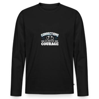 CORRECTIONS. A CAREER OF COURAGE Geschenke - Männer Premium Bio Langarmshirt - Schwarz - Vorne - Nico (187cm)