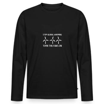 Wind Turbine Renewable Energy Wind Energy Gift - Men's Premium Organic Long Sleeve Shirt - black - Front - Nico (187cm)